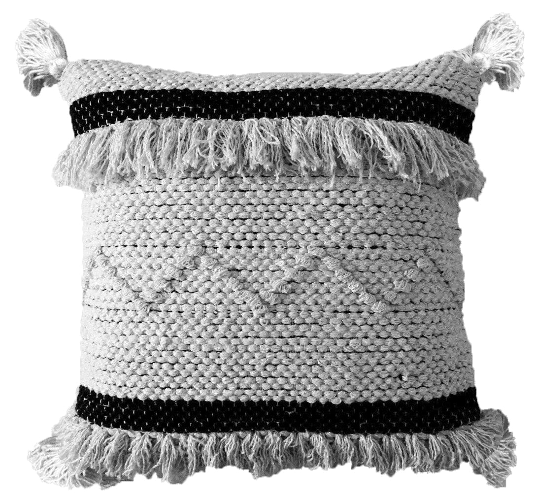 Throw Pillow Cover Black & Beige Stripes 20" X 20" with Insert