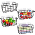 4 PCS Hanging Kitchen Baskets For Storage Adhesive Sturdy Small Wire Storage Baskets with Kitchen Food Pantry Bathroom Shelf Storage No Drilling Wall Mounted