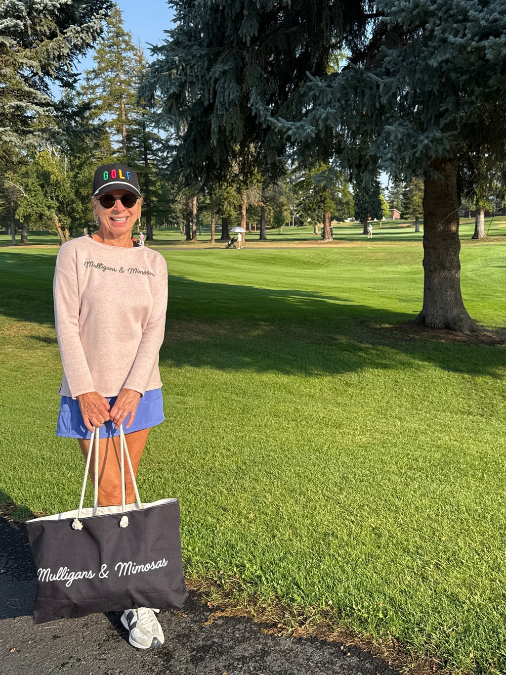 Mulligans & Mimosas Black Golf Tote Bag