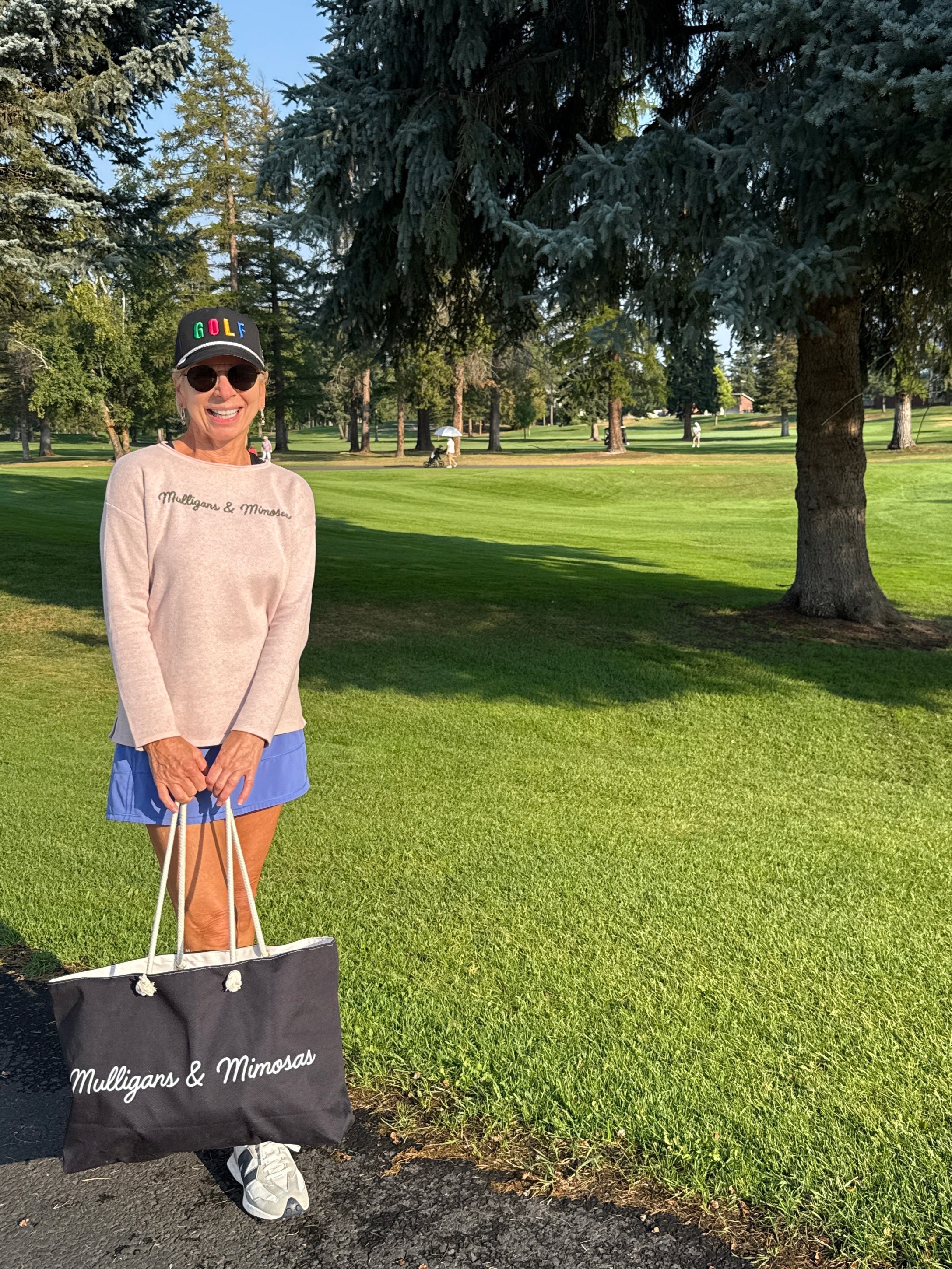 Mulligans & Mimosas Black Golf Tote Bag