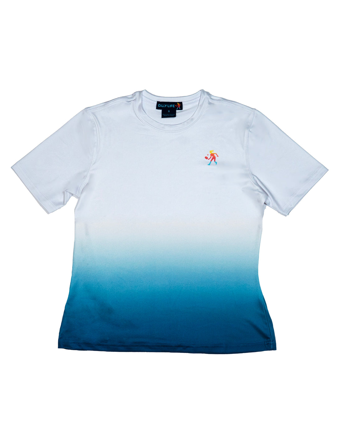 Women's performance dip dye short sleeve athletic t-shirt in a gradient colorway