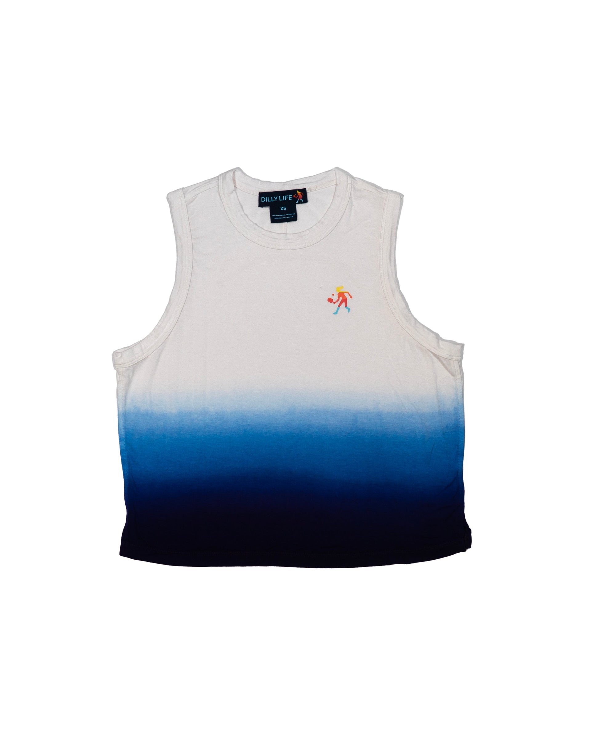 Women's dip dye performance tank top in an activewear style