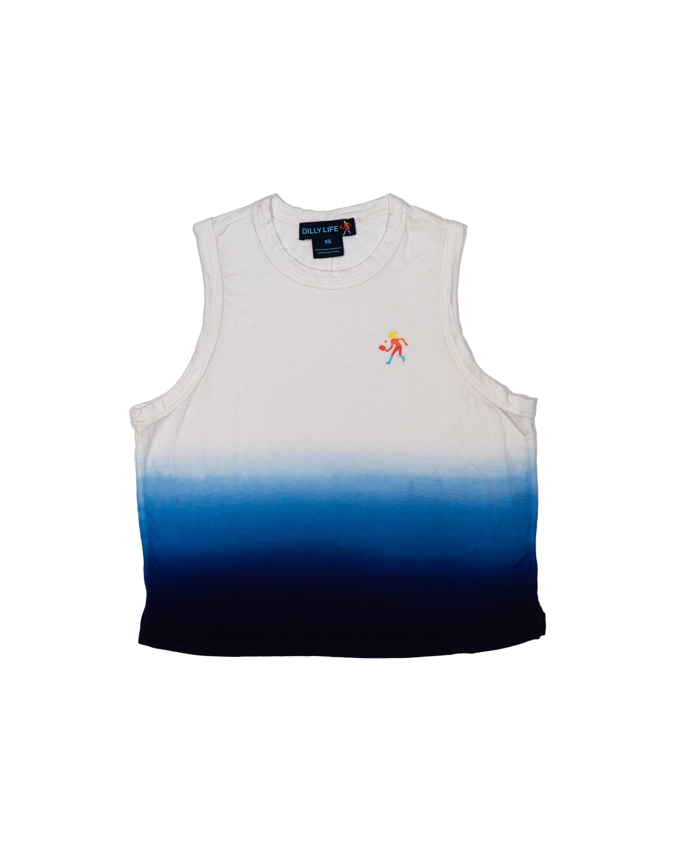Women's dip dye performance tank top in an activewear style