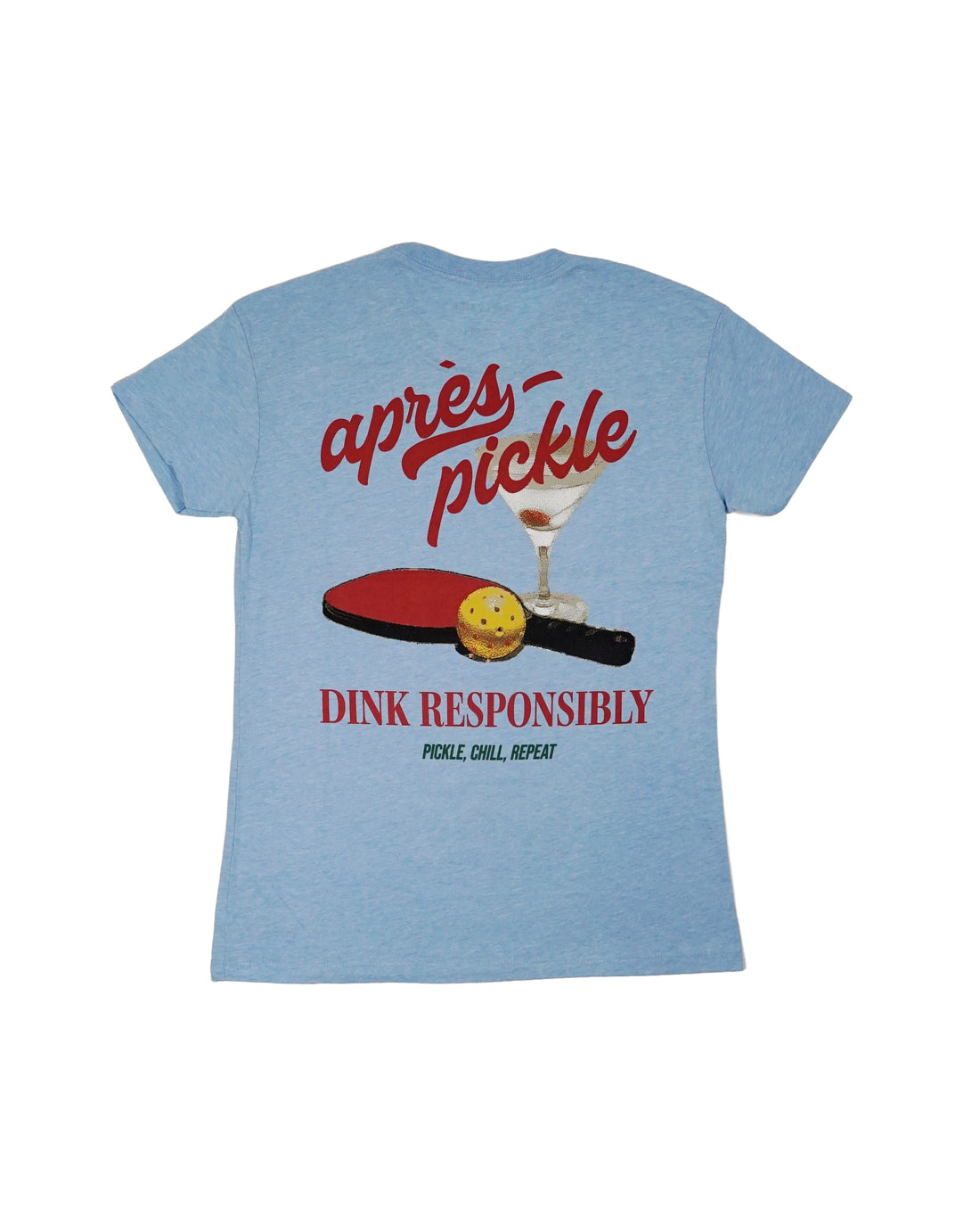 Women's Dink Responsibly Graphic Tee in White and Heather Blue - Image 5