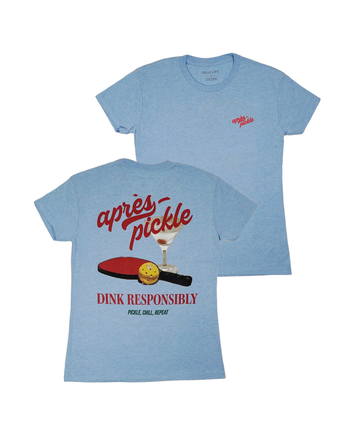 Women's Dink Responsibly Graphic Tee in White and Heather Blue - Image 7