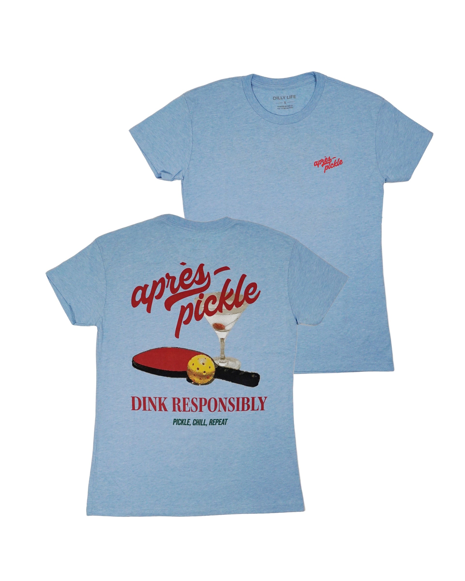 Women's Dink Responsibly Graphic Tee in White and Heather Blue - Image 7