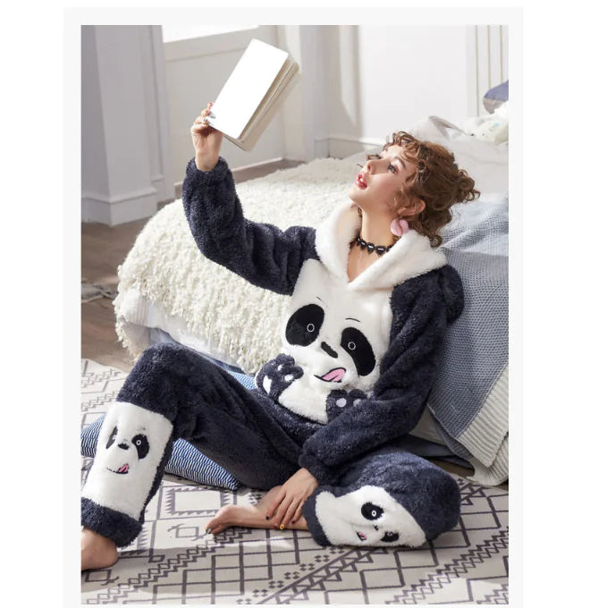 Couple's Coral Fleece Pajamas Set for Fall Winter