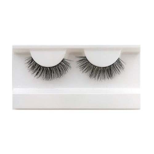 Close-up of premium 100% hand-made eyelashes with natural, voluminous styling