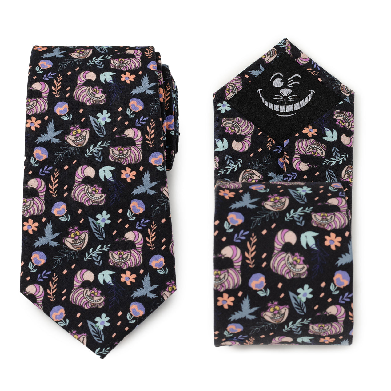 Disney Alice in Wonderland Cheshire Cat Print Men's Black Tie - Image 2