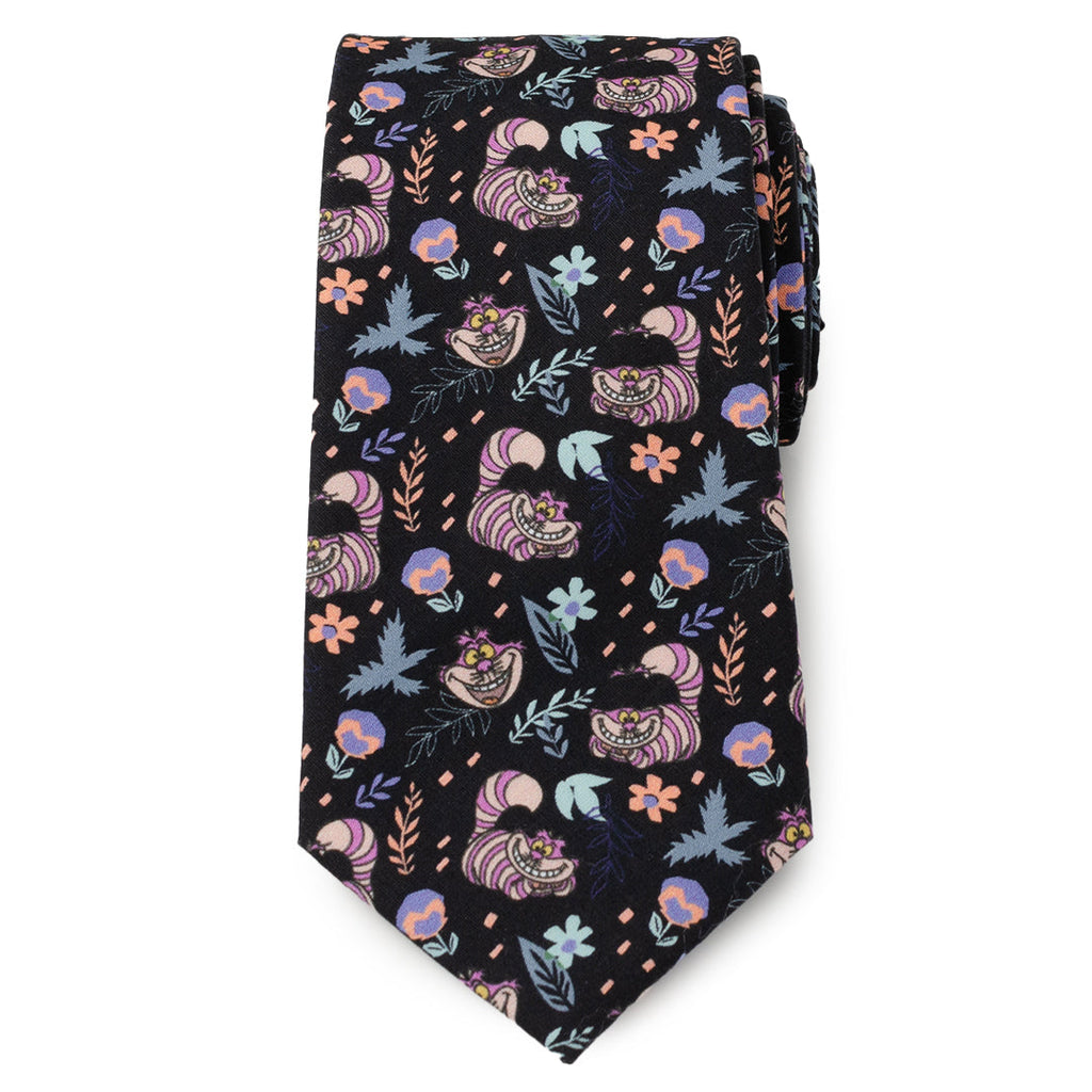Disney Alice in Wonderland Cheshire Cat Print Men's Black Tie - Image 4
