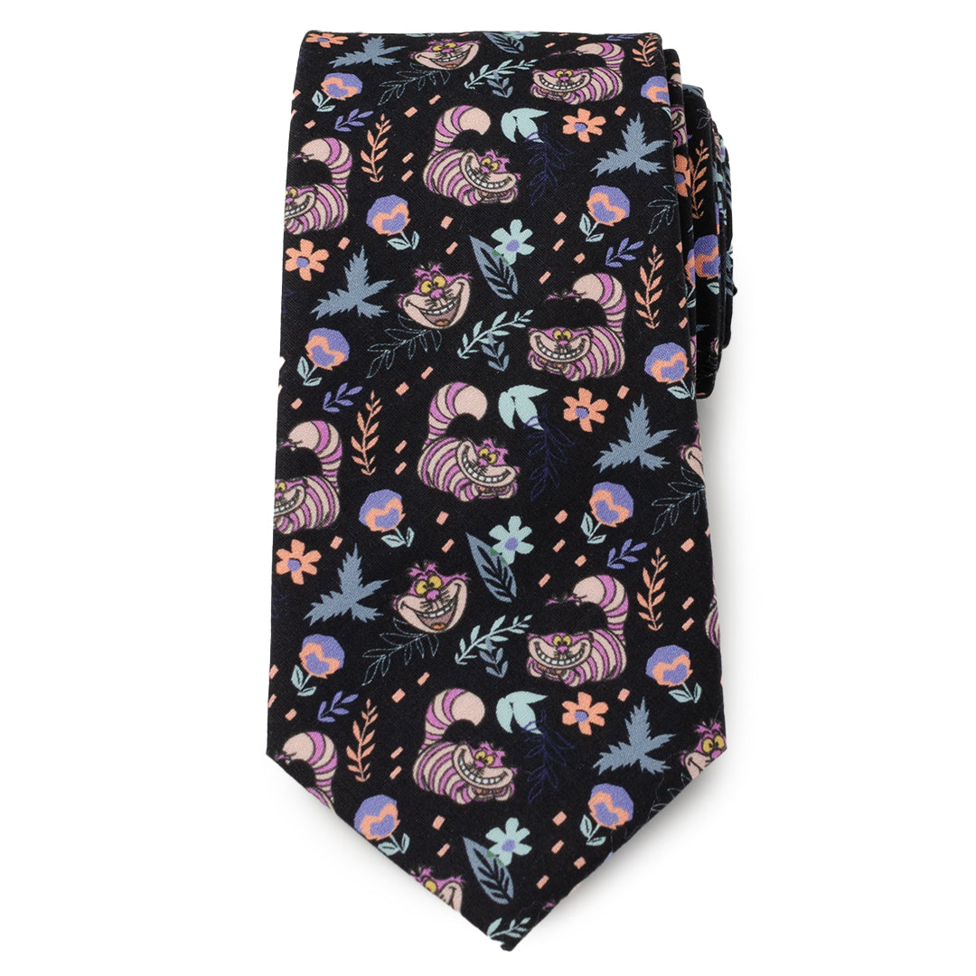 Disney Alice in Wonderland Cheshire Cat Print Men's Black Tie - Image 4