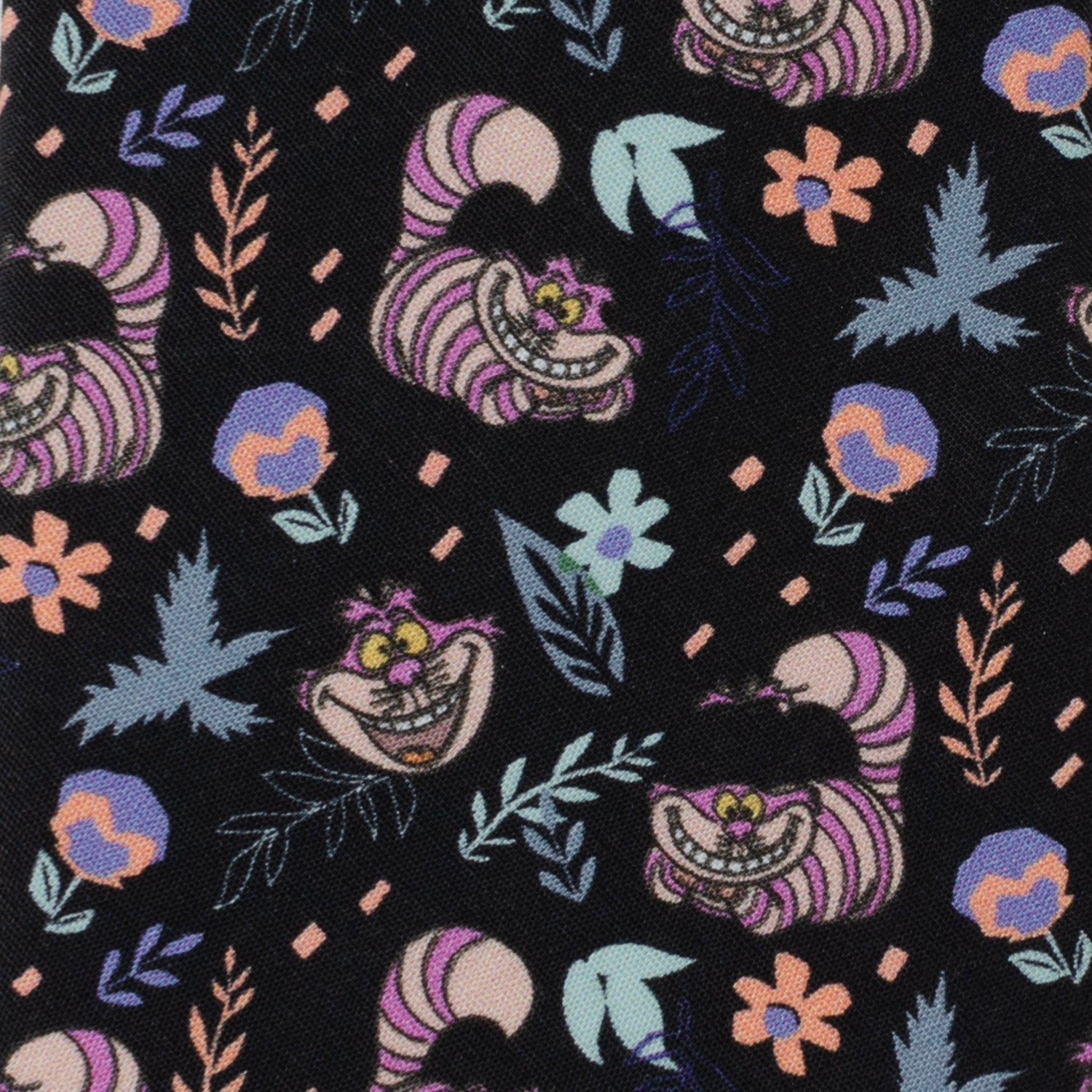 Disney Alice in Wonderland Cheshire Cat Print Men's Black Tie - Image 5