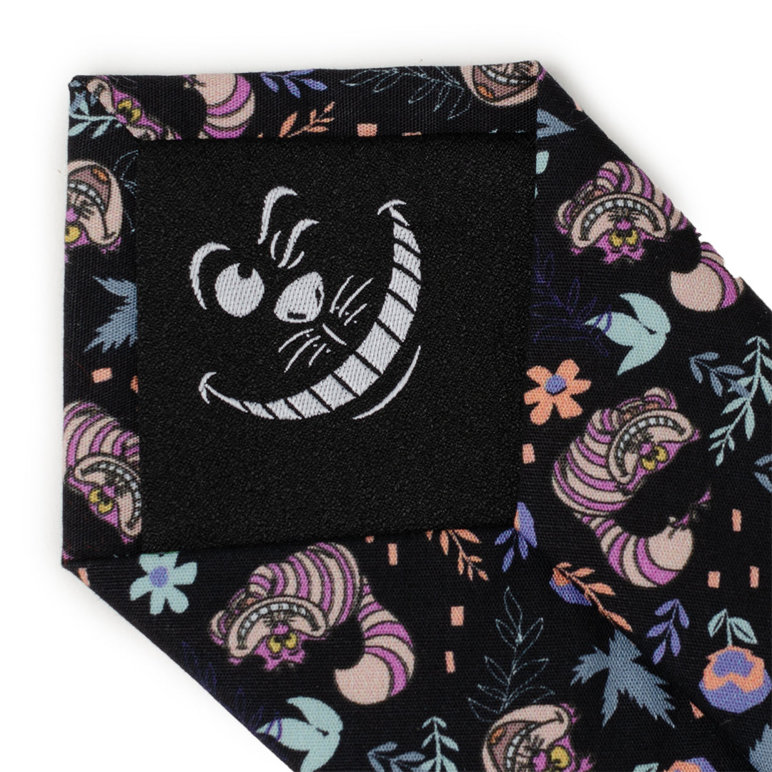 Disney Alice in Wonderland Cheshire Cat Print Men's Black Tie - Image 6