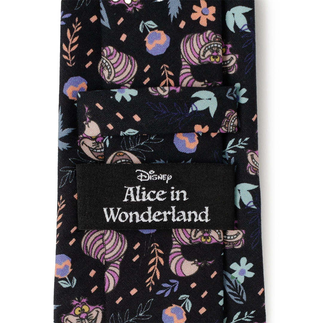 Disney Alice in Wonderland Cheshire Cat Print Men's Black Tie - Image 7