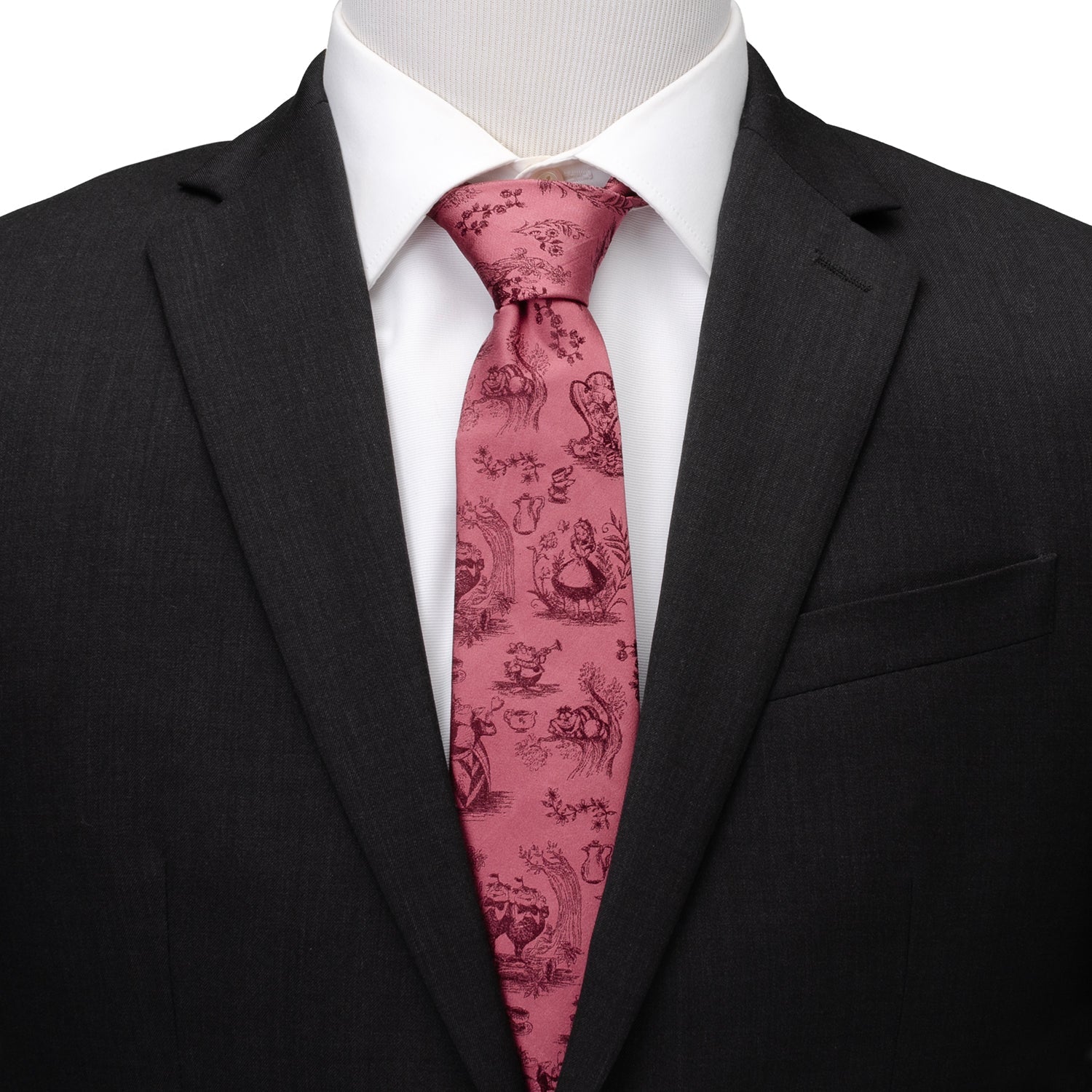 Disney Alice in Wonderland Dusty Red Men's Silk Necktie - Image 2
