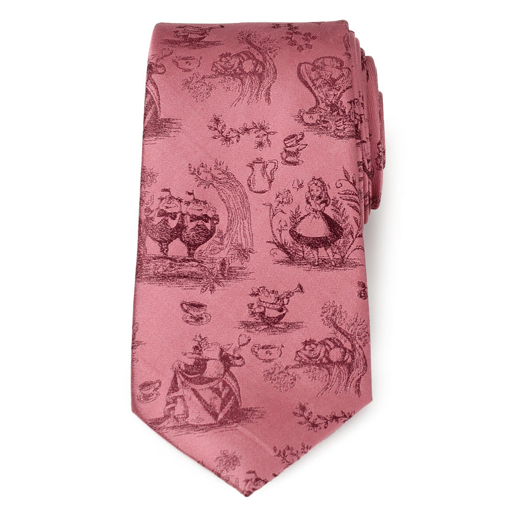Disney Alice in Wonderland Dusty Red Men's Silk Necktie - Image 3