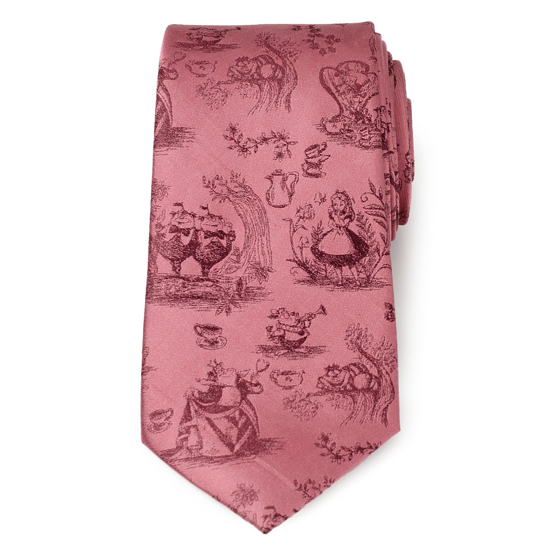 Disney Alice in Wonderland Dusty Red Men's Silk Necktie - Image 3