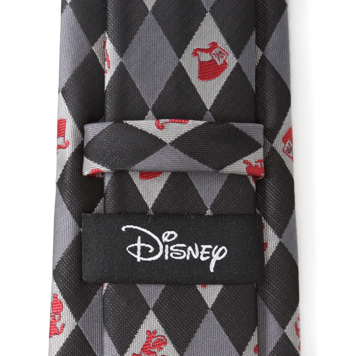 Alice in Wonderland Argyle Necktie for Men Gray and Red - Image 5