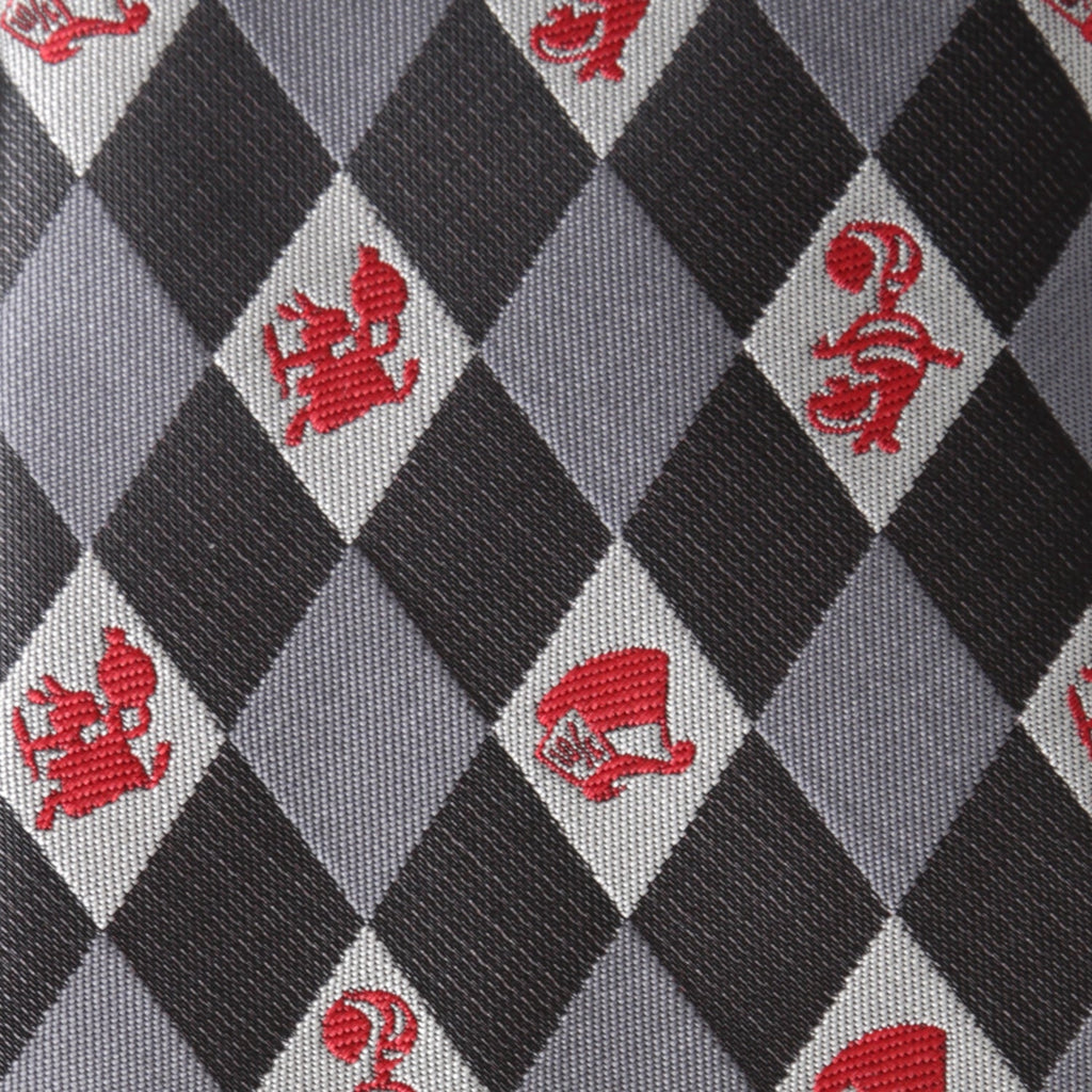 Alice in Wonderland Argyle Necktie for Men Gray and Red - Image 6