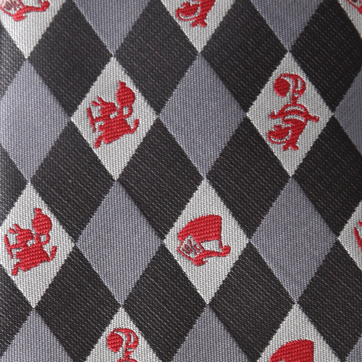 Alice in Wonderland Argyle Necktie for Men Gray and Red - Image 6