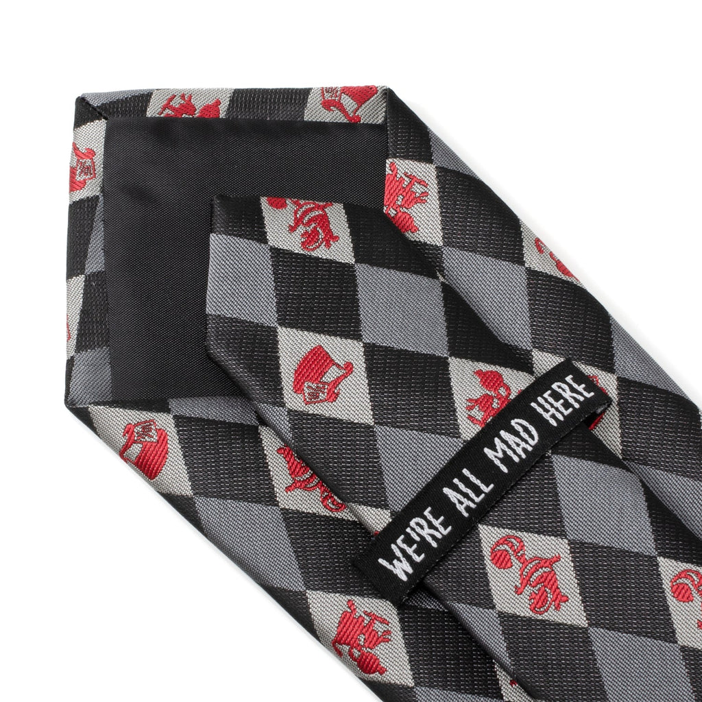 Alice in Wonderland Argyle Necktie for Men Gray and Red - Image 7