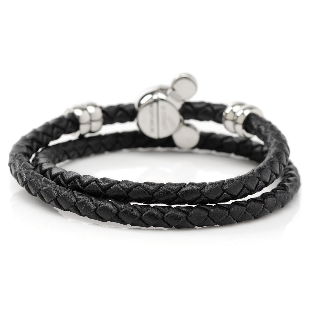 Disney Mickey Mouse Braided Black Leather Double Wrap Bracelet - Image 2