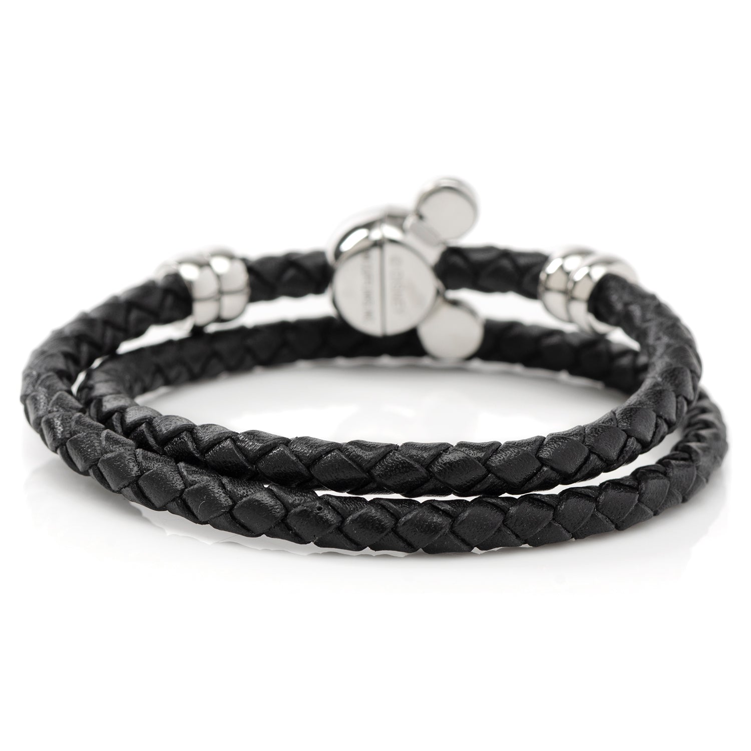 Disney Mickey Mouse Braided Black Leather Double Wrap Bracelet - Image 2