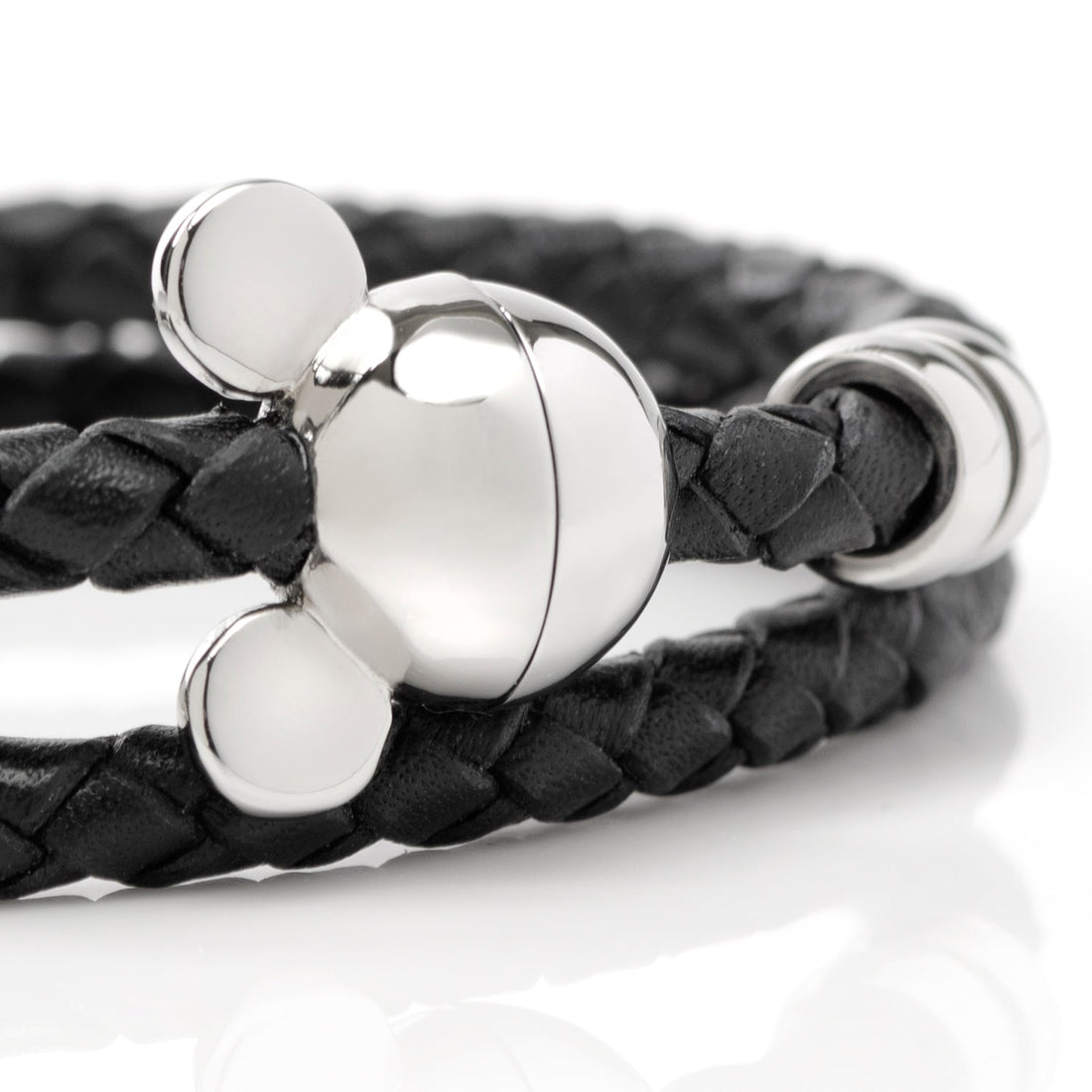 Disney Mickey Mouse Braided Black Leather Double Wrap Bracelet - Image 3