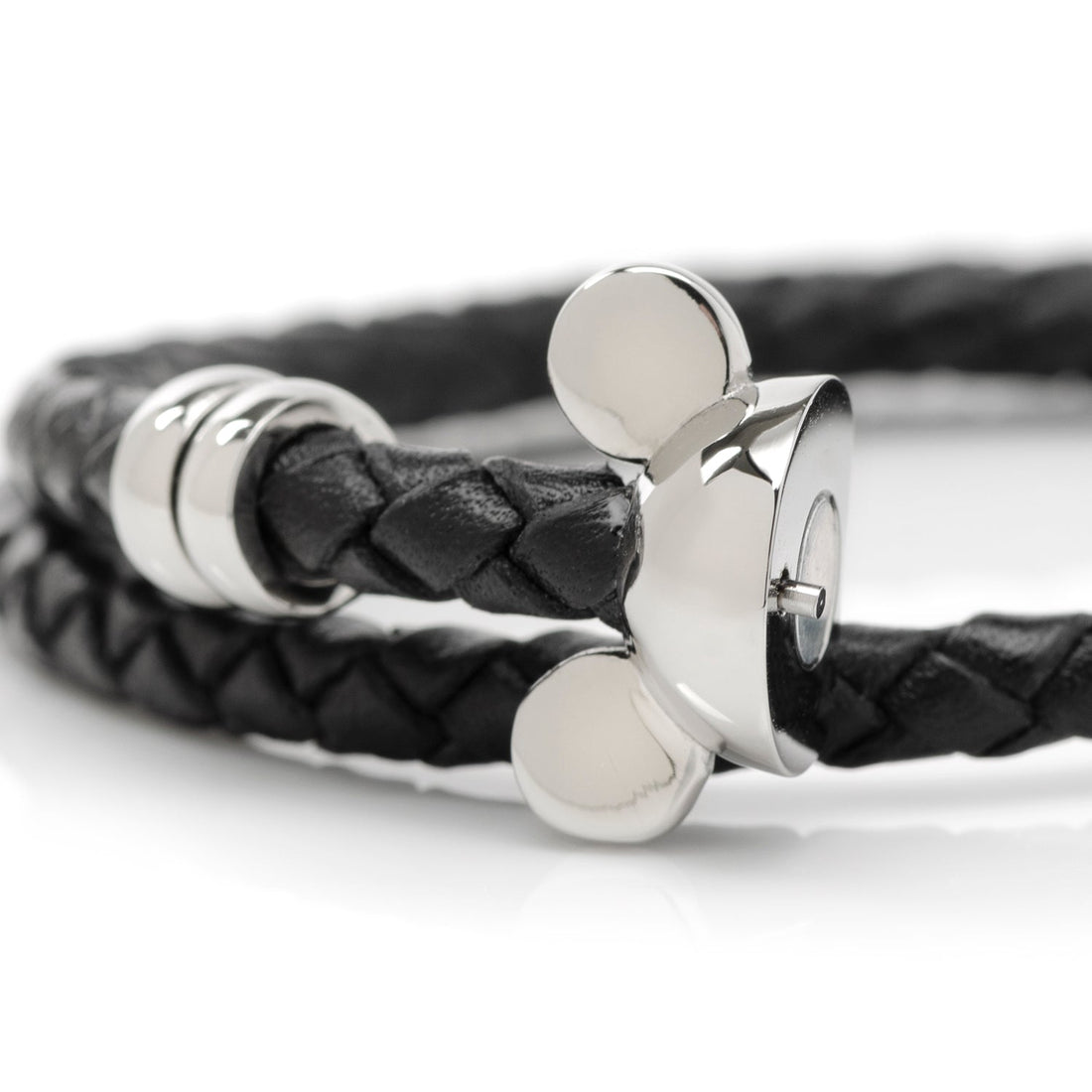 Disney Mickey Mouse Braided Black Leather Double Wrap Bracelet - Image 5