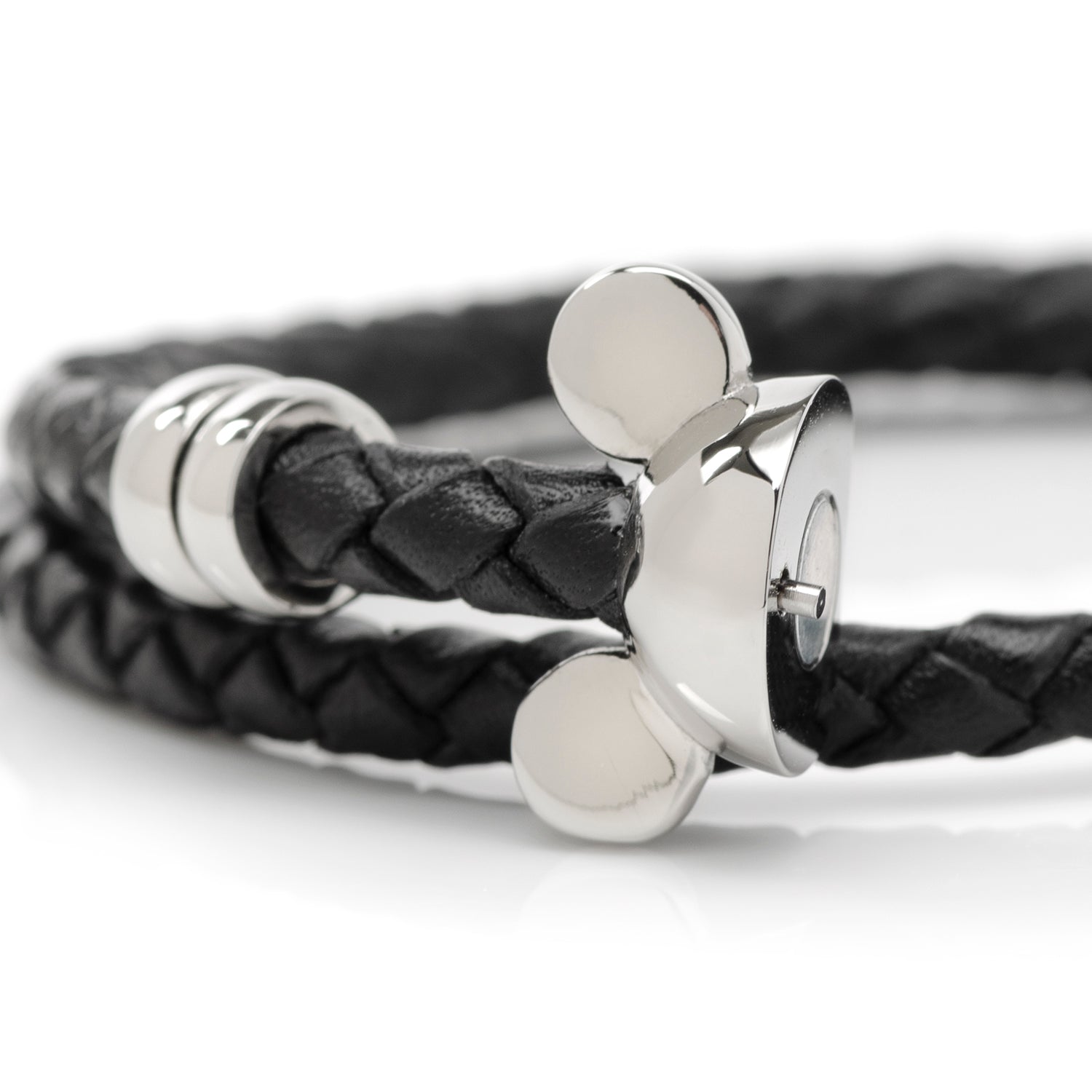 Disney Mickey Mouse Braided Black Leather Double Wrap Bracelet - Image 5