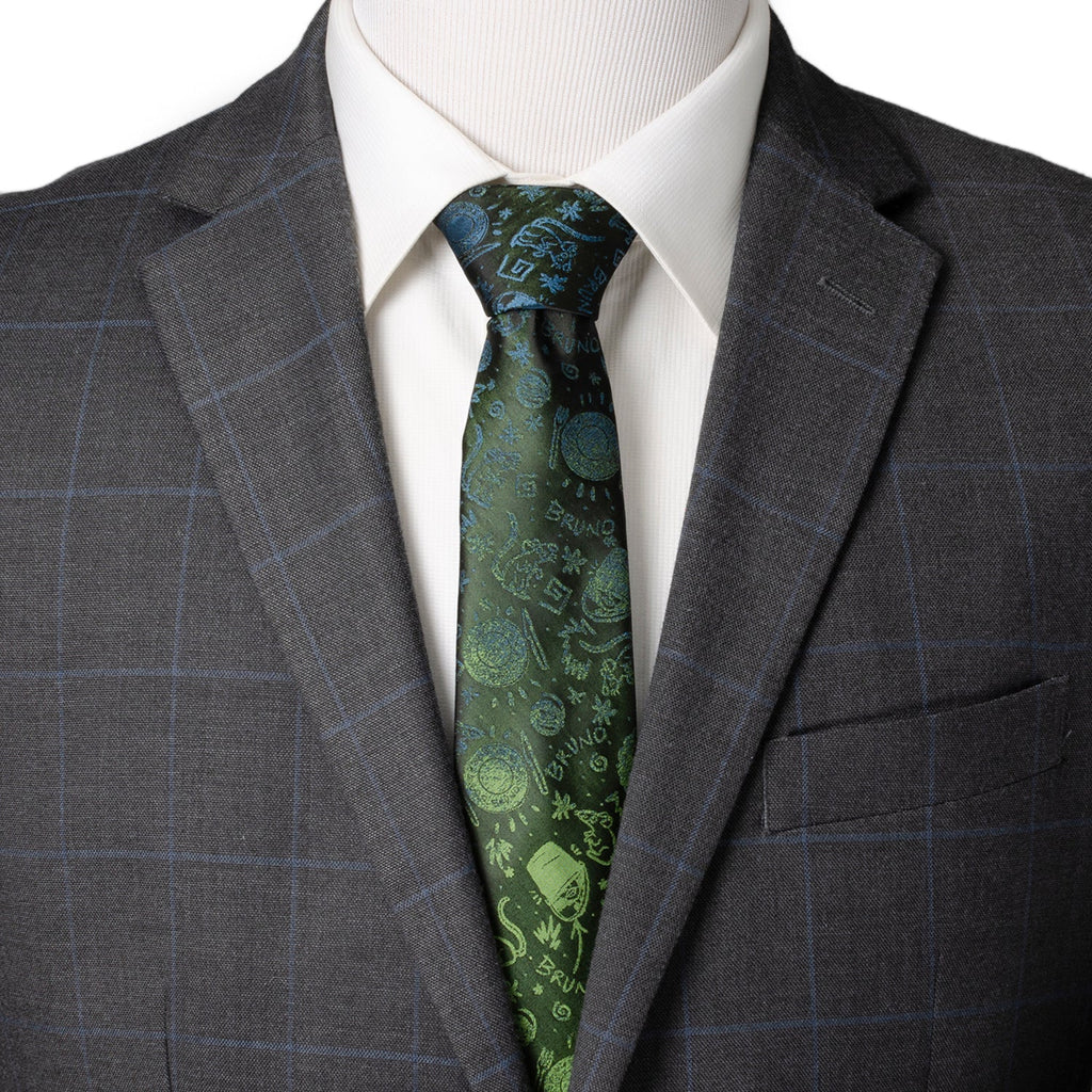 Disney Encanto Bruno Silk Blend Men's Necktie in Black and Green - Image 2
