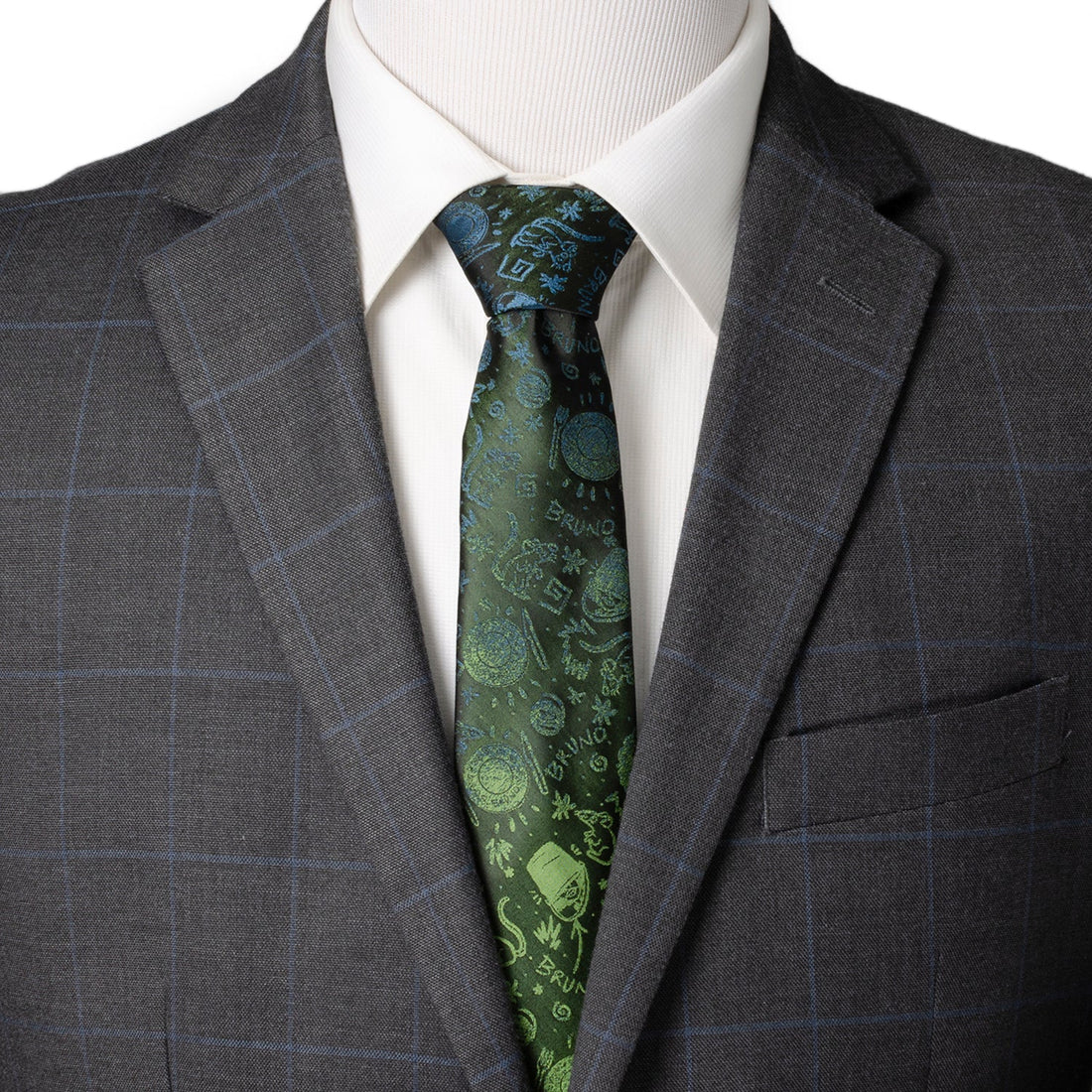 Disney Encanto Bruno Silk Blend Men's Necktie in Black and Green - Image 2