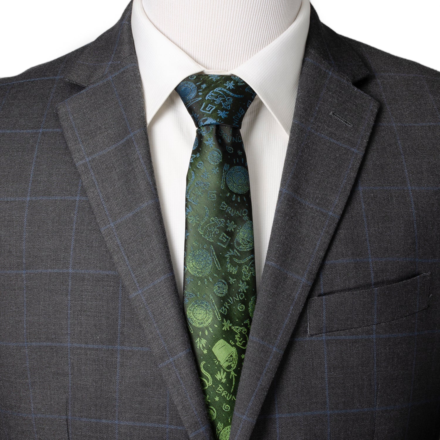 Disney Encanto Bruno Silk Blend Men's Necktie in Black and Green - Image 2