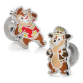 Disney Chip 'n Dale character cufflinks with red shirt and hat details on a white background