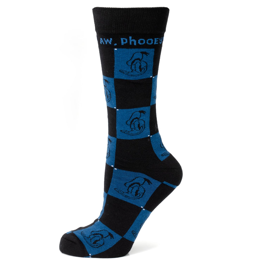 Disney Donald Duck Black and Blue Check Socks with Lapel Pin - Image 2
