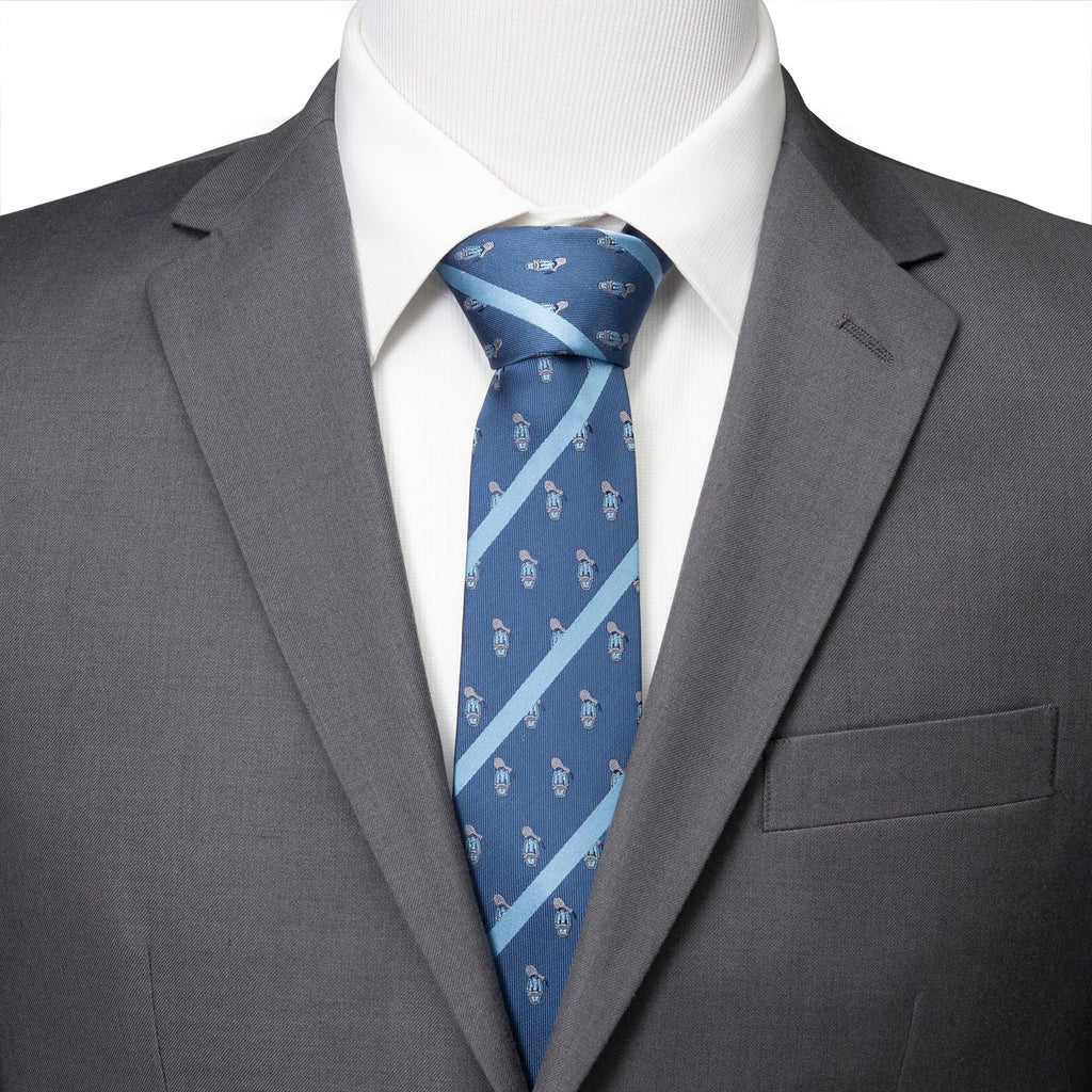 Disney Donald Duck Stripe Tie in Aegean Blue and Sky Blue - Image 2