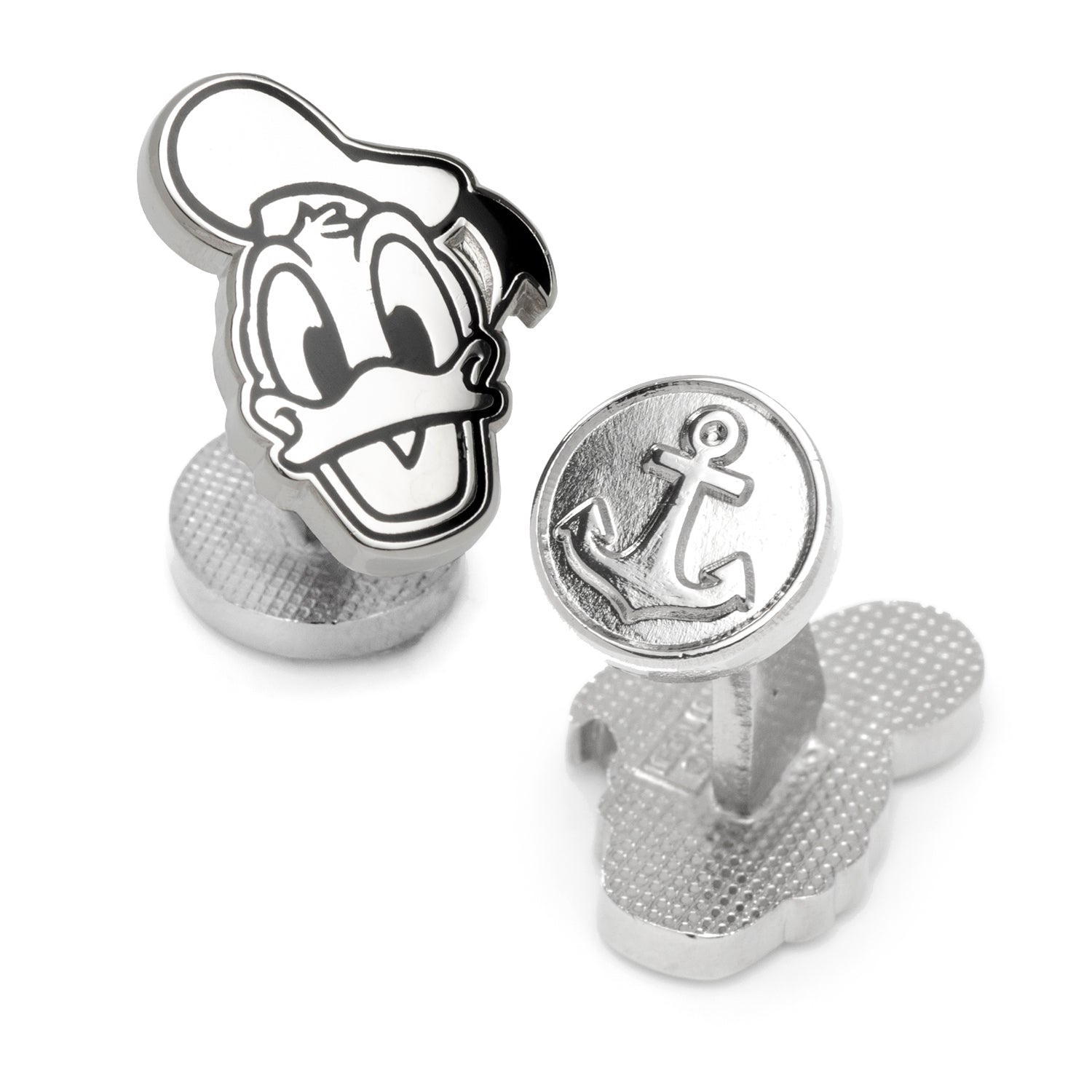 Disney Donald Duck Face Cufflinks Silver Tone Character Jewelry - Image 2