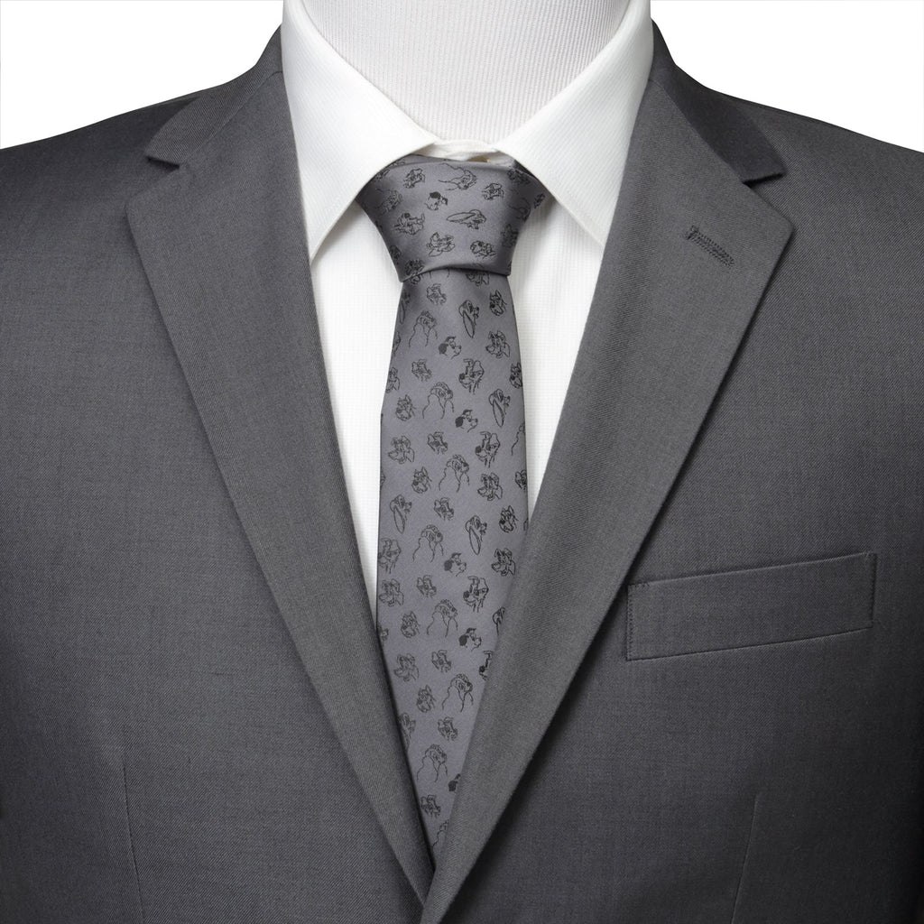 Disney Dogs Pattern Necktie in Iron Gray - Image 2