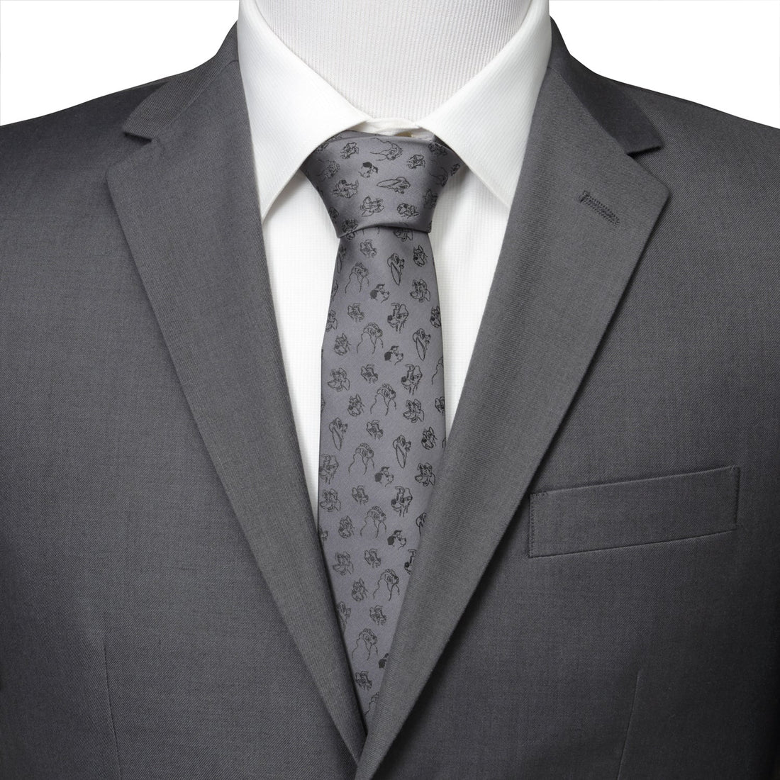Disney Dogs Pattern Necktie in Iron Gray - Image 2