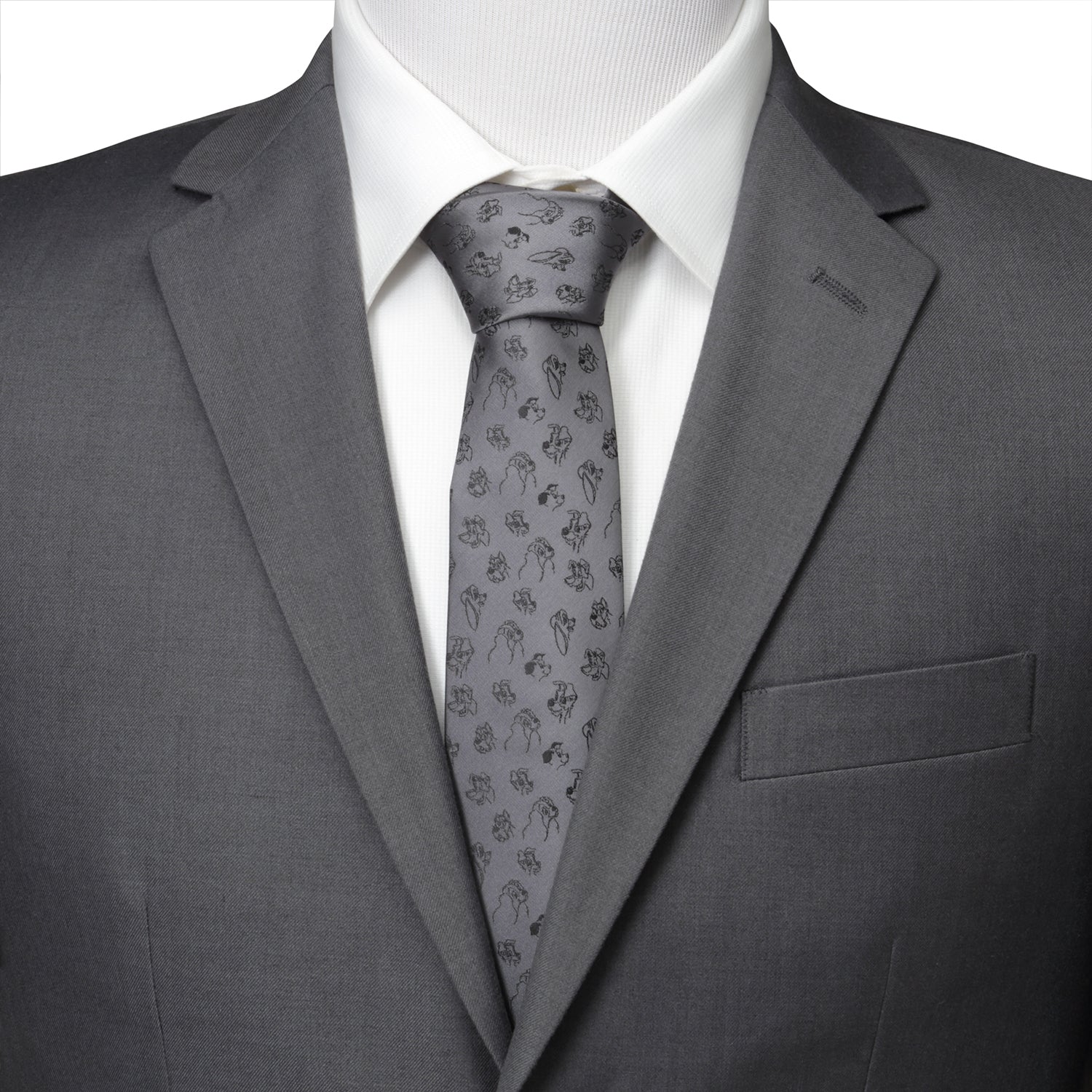 Disney Dogs Pattern Necktie in Iron Gray - Image 2