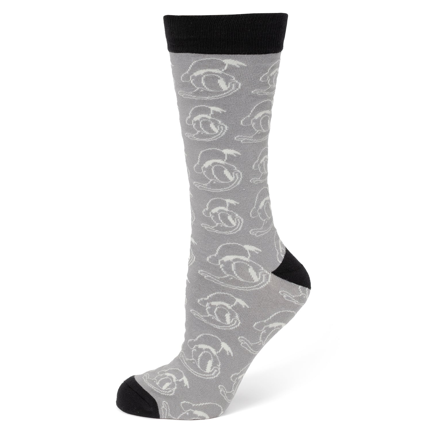 Disney Donald Duck Patterned Gray Socks with Mickey Mouse Lapel Pin