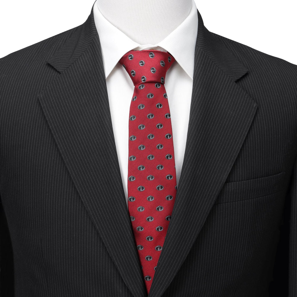 Disney Pixar The Incredibles Logo Tie in Deep Crimson Red - Image 2