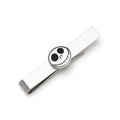 Silver tie bar featuring a circular enamel Jack Skellington face emblem from The Nightmare Before Christmas
