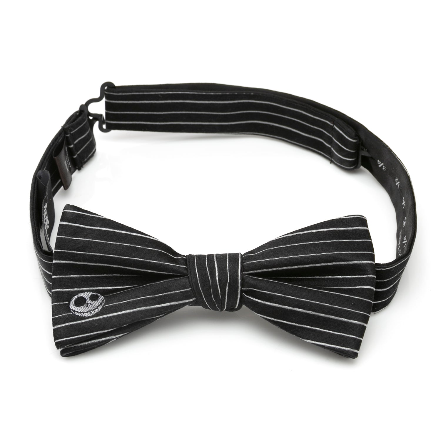 Disney Jack Skellington Pinstripe Silk Bow Tie Black and White