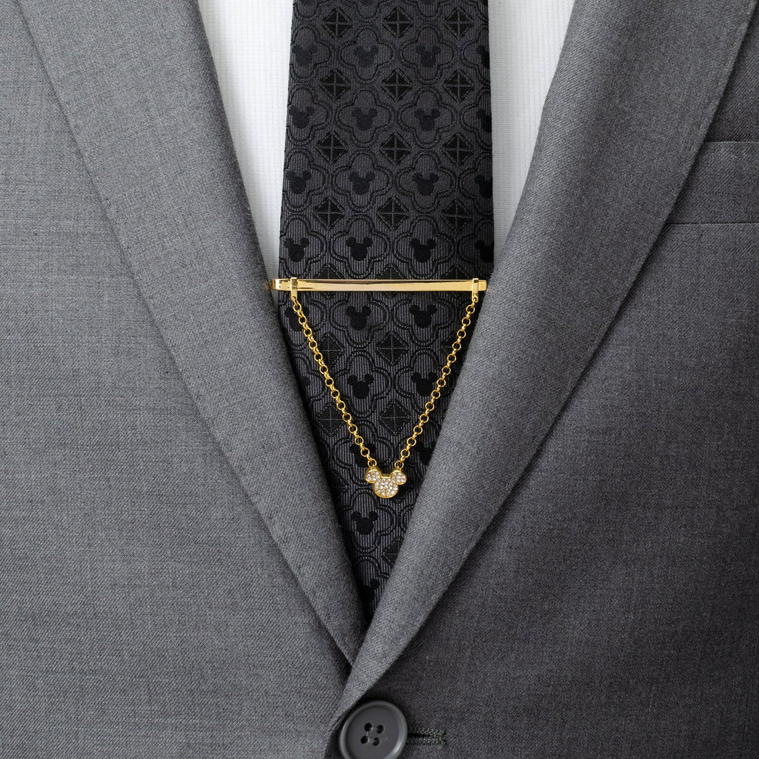 Disney Mickey Mouse Gold Crystal Chain Tie Bar - Image 2