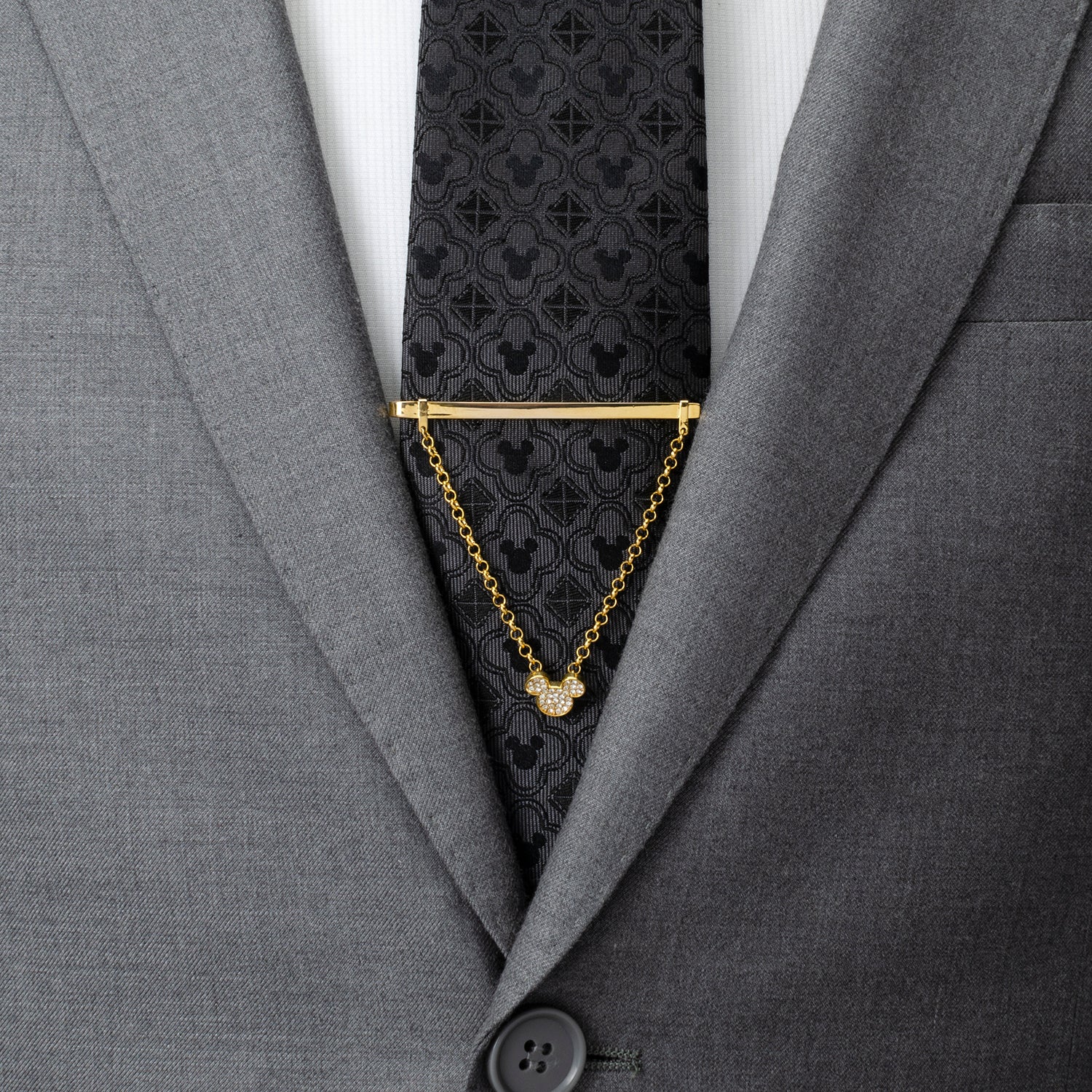 Disney Mickey Mouse Gold Crystal Chain Tie Bar - Image 2
