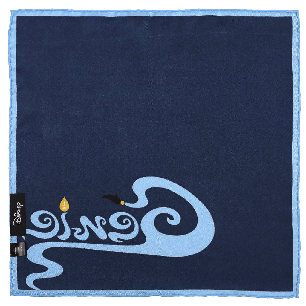 Disney Aladdin Genie Navy and Azure Blue Silk Pocket Square - Image 4
