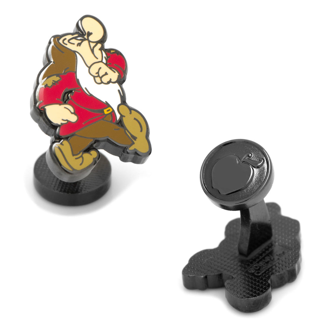 Disney Snow White Grumpy dwarf character cufflinks in black plated metal with colorful enamel detailing