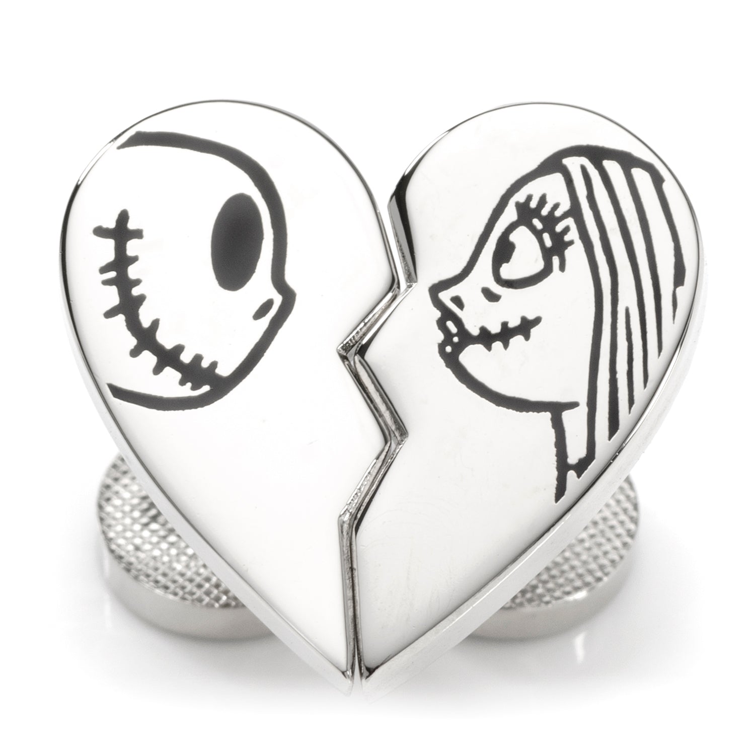 Disney Nightmare Before Christmas Jack & Sally Heart Cufflinks - Image 2
