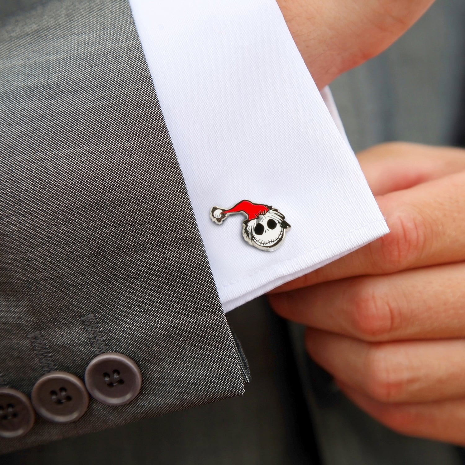 Jack Skellington Santa Hat Nightmare Before Christmas Cufflinks - Image 2